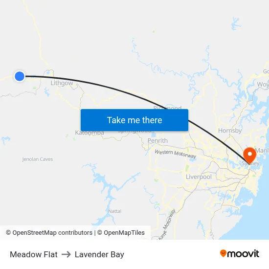 Meadow Flat to Lavender Bay map