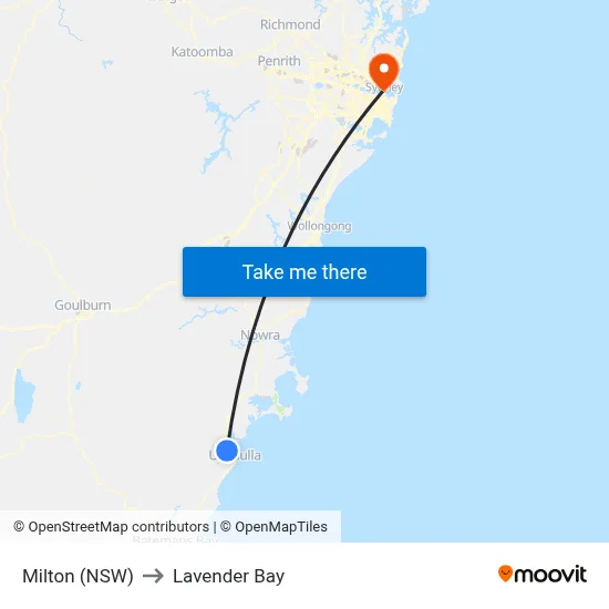 Milton (NSW) to Lavender Bay map