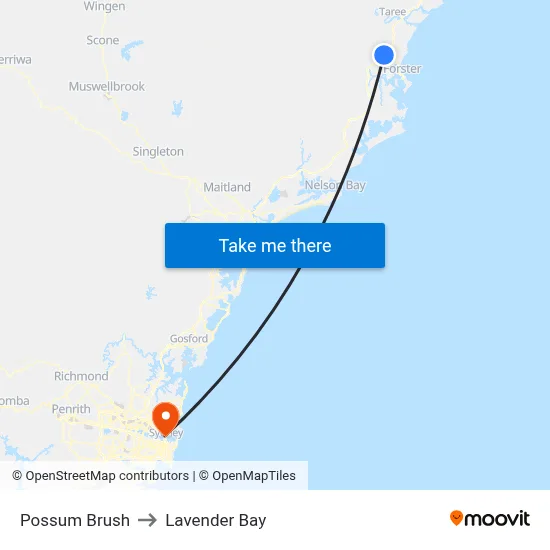 Possum Brush to Lavender Bay map