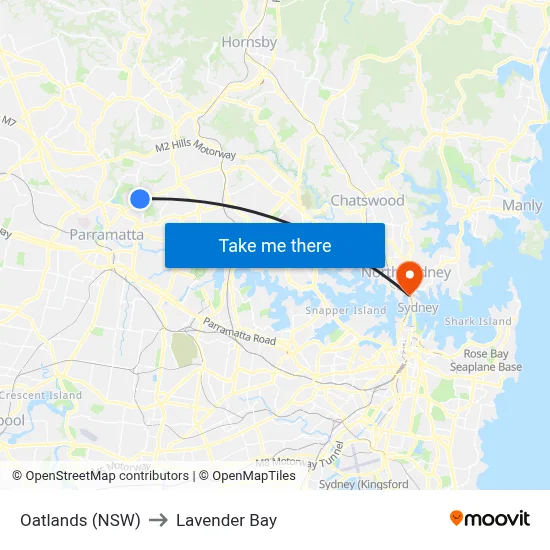 Oatlands (NSW) to Lavender Bay map