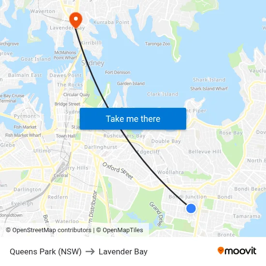 Queens Park (NSW) to Lavender Bay map
