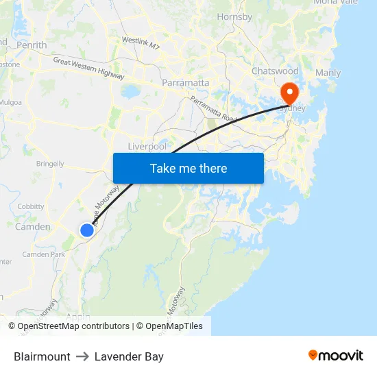 Blairmount to Lavender Bay map