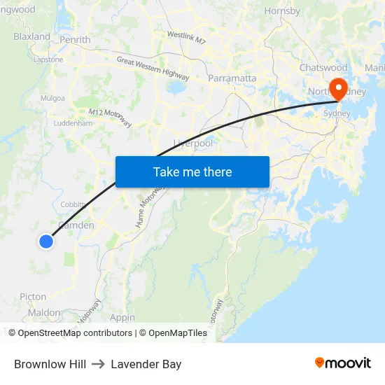 Brownlow Hill to Lavender Bay map