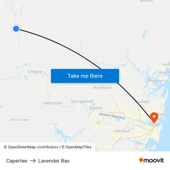 Capertee to Lavender Bay map