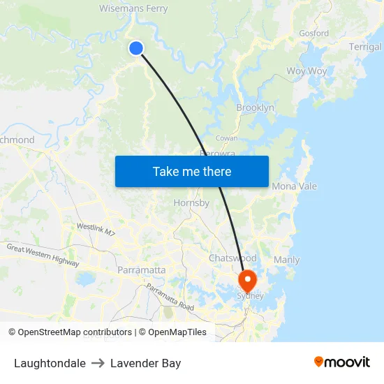 Laughtondale to Lavender Bay map