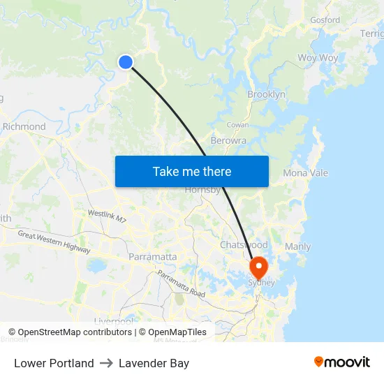 Lower Portland to Lavender Bay map