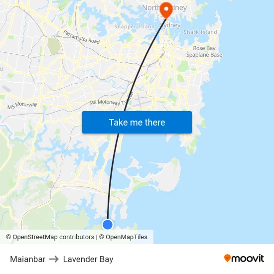 Maianbar to Lavender Bay map