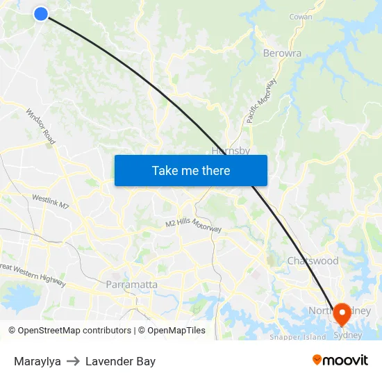 Maraylya to Lavender Bay map