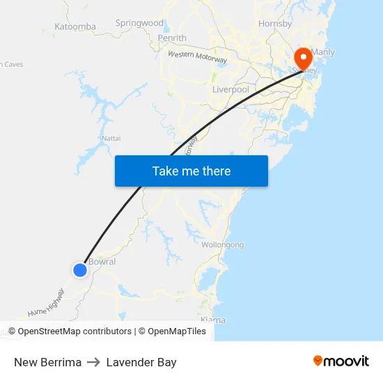 New Berrima to Lavender Bay map