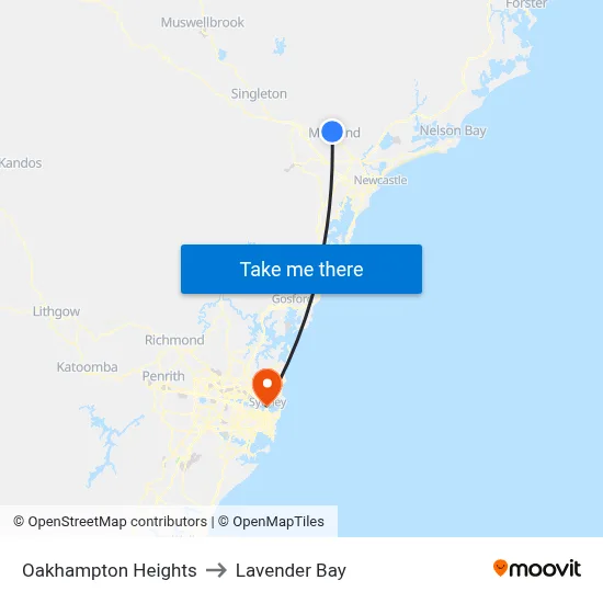 Oakhampton Heights to Lavender Bay map