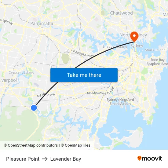 Pleasure Point to Lavender Bay map