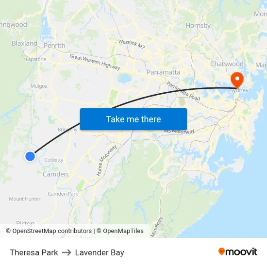Theresa Park to Lavender Bay map