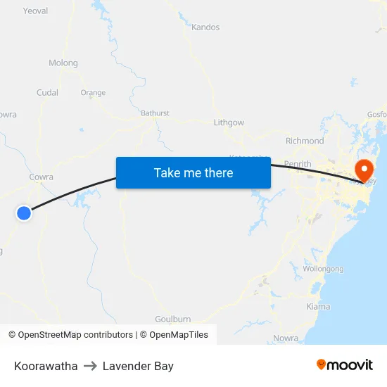 Koorawatha to Lavender Bay map