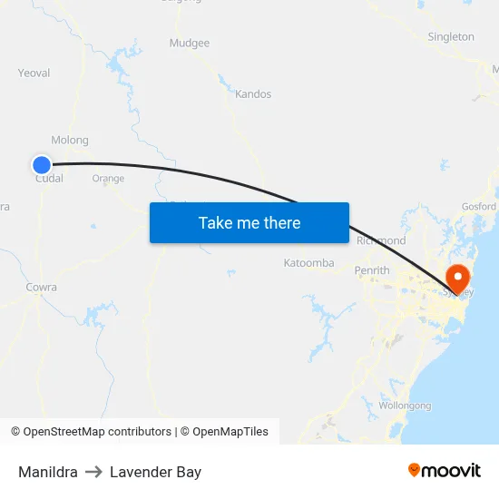 Manildra to Lavender Bay map