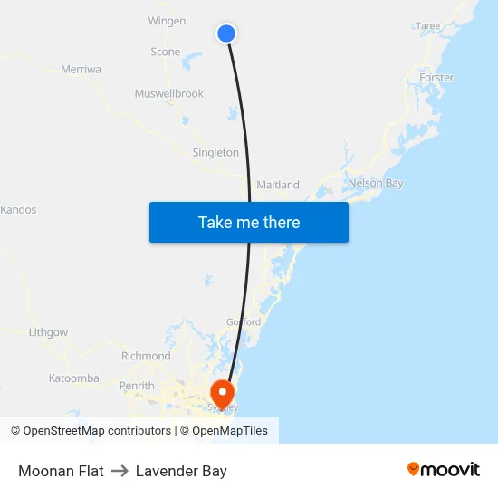 Moonan Flat to Lavender Bay map