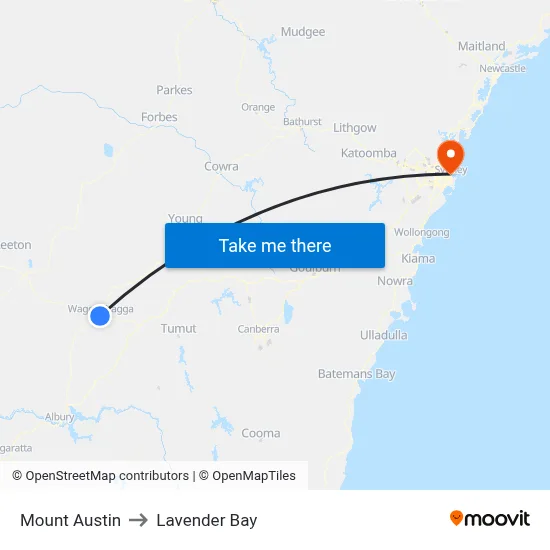 Mount Austin to Lavender Bay map