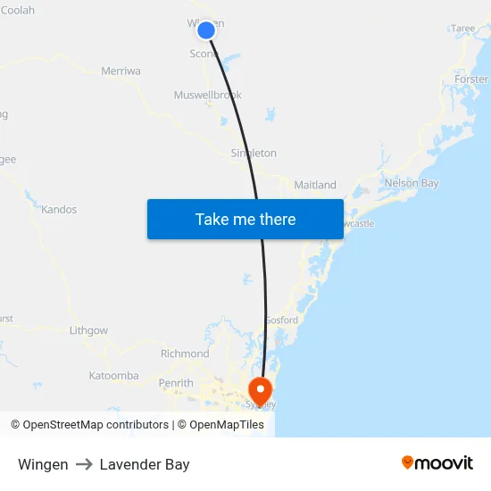 Wingen to Lavender Bay map