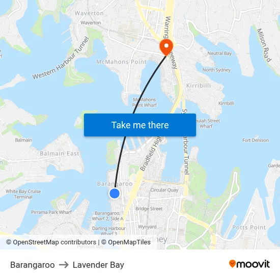 Barangaroo to Lavender Bay map