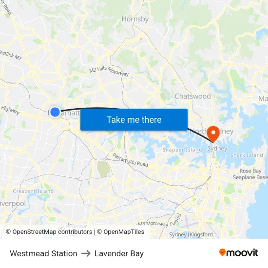 Westmead Station to Lavender Bay map