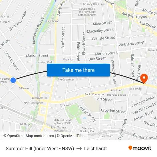 Summer Hill (Inner West - NSW) to Leichhardt map
