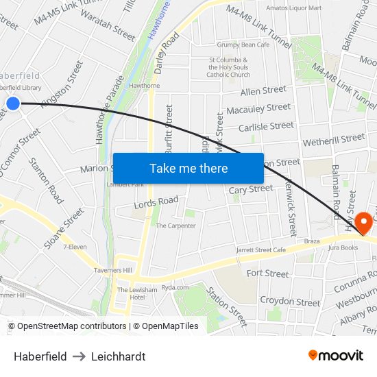 Haberfield to Leichhardt map