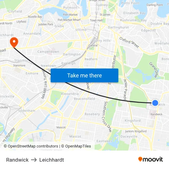 Randwick to Leichhardt map