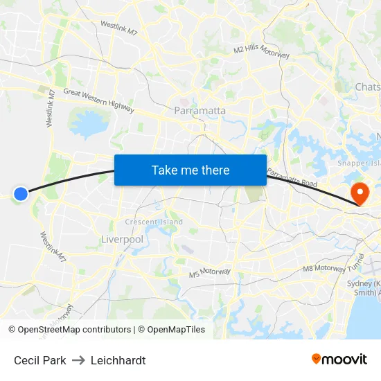Cecil Park to Leichhardt map