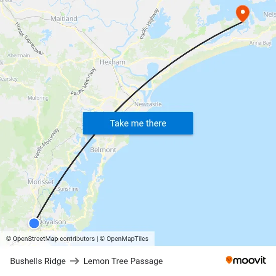 Bushells Ridge to Lemon Tree Passage map