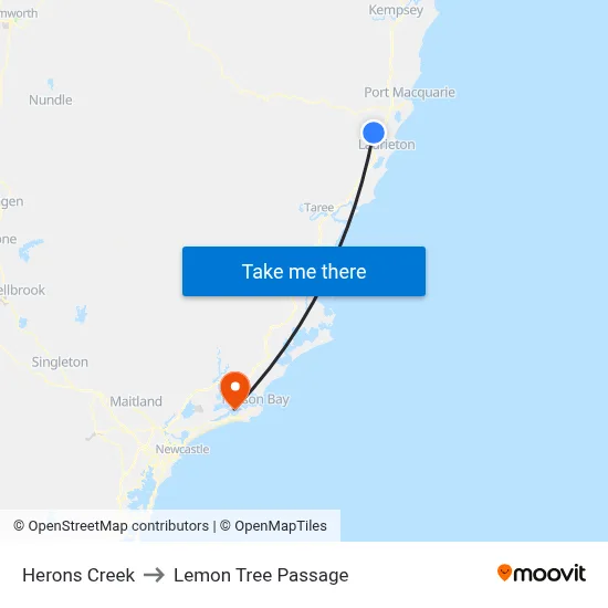 Herons Creek to Lemon Tree Passage map