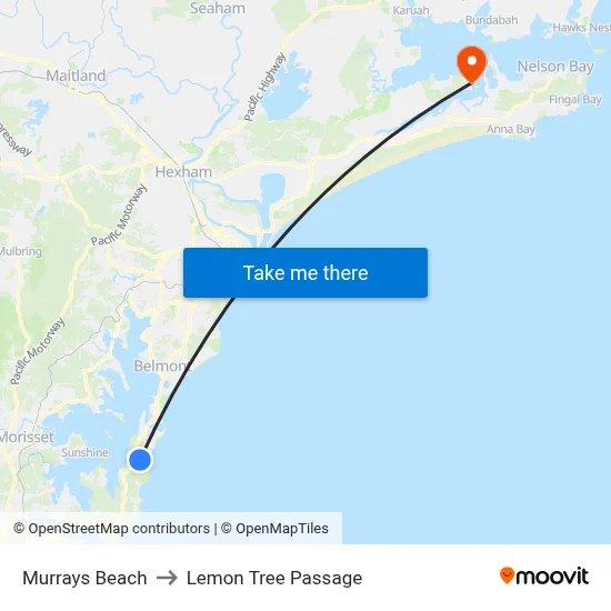 Murrays Beach to Lemon Tree Passage map