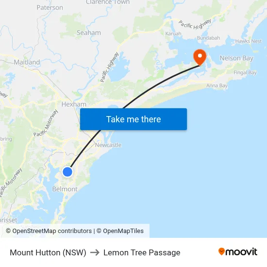 Mount Hutton (NSW) to Lemon Tree Passage map