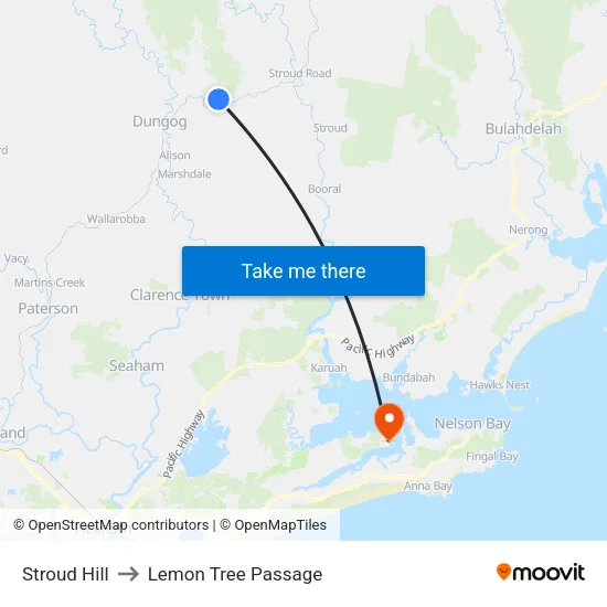 Stroud Hill to Lemon Tree Passage map