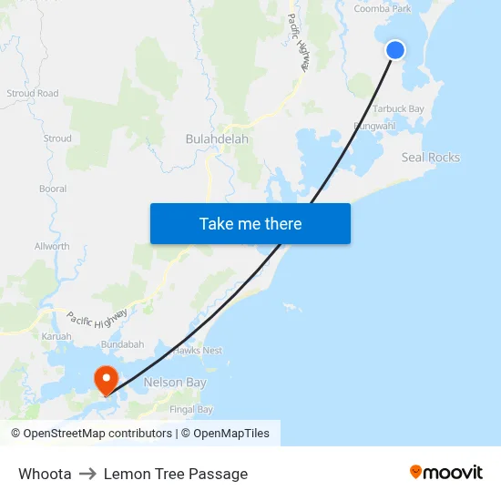 Whoota to Lemon Tree Passage map