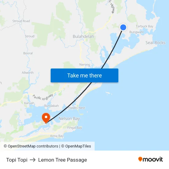 Topi Topi to Lemon Tree Passage map