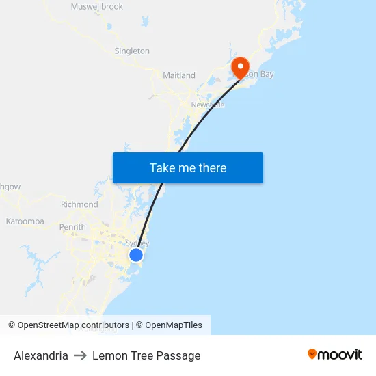 Alexandria to Lemon Tree Passage map