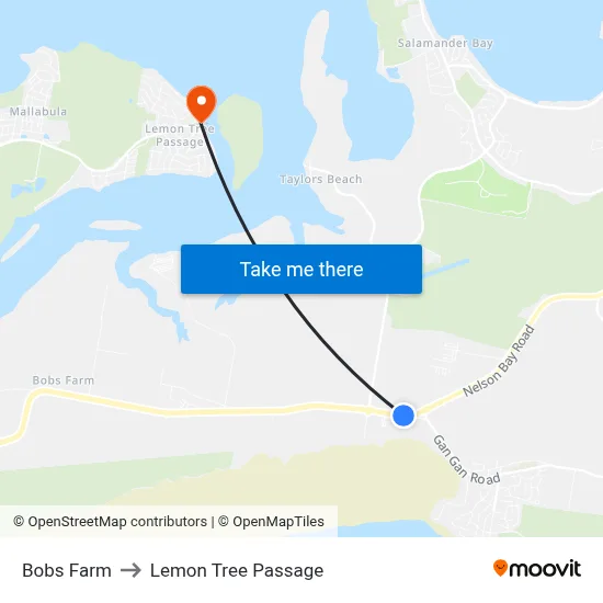 Bobs Farm to Lemon Tree Passage map
