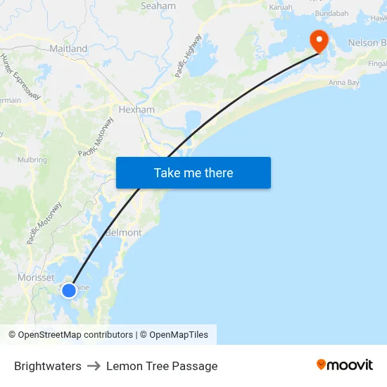 Brightwaters to Lemon Tree Passage map