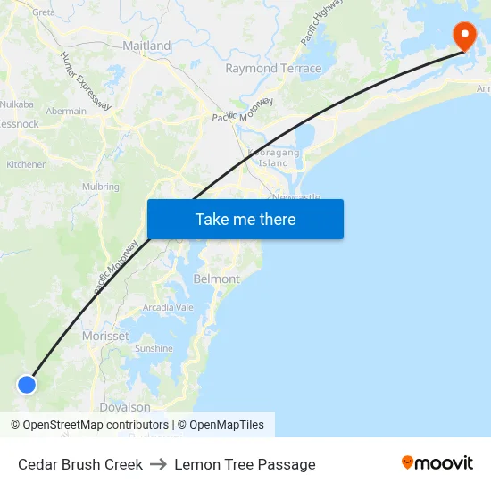 Cedar Brush Creek to Lemon Tree Passage map