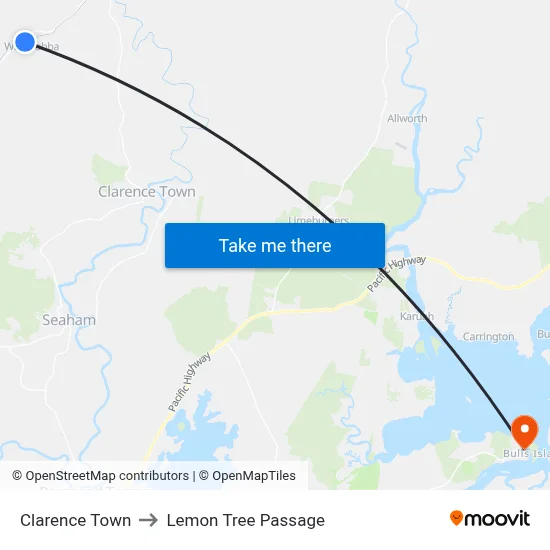 Clarence Town to Lemon Tree Passage map