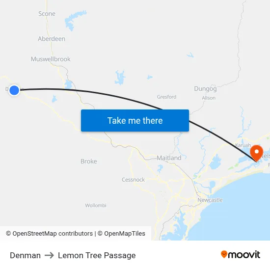 Denman to Lemon Tree Passage map