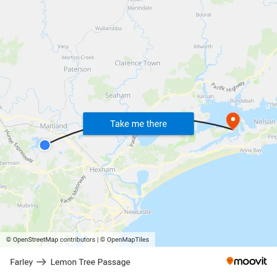 Farley to Lemon Tree Passage map