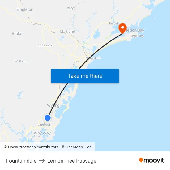 Fountaindale to Lemon Tree Passage map