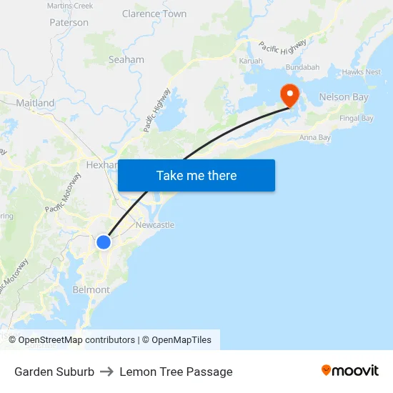 Garden Suburb to Lemon Tree Passage map