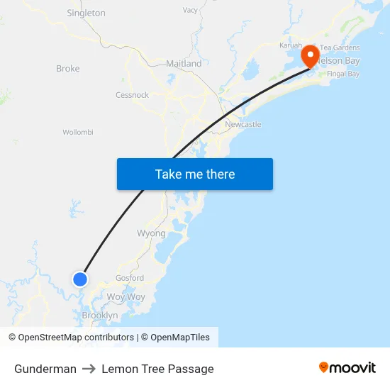 Gunderman to Lemon Tree Passage map