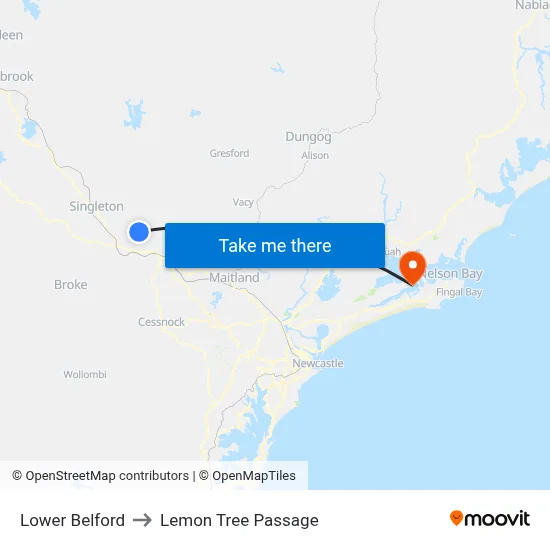 Lower Belford to Lemon Tree Passage map