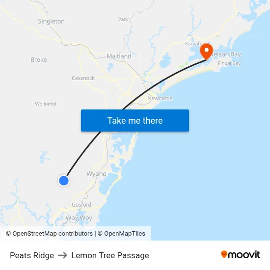 Peats Ridge to Lemon Tree Passage map