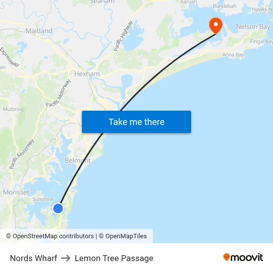 Nords Wharf to Lemon Tree Passage map