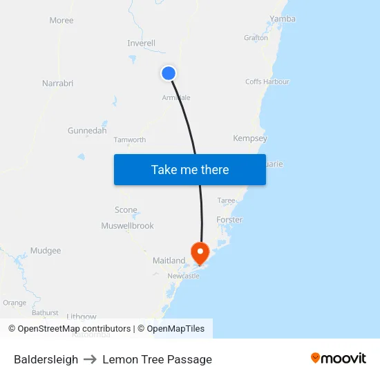 Baldersleigh to Lemon Tree Passage map