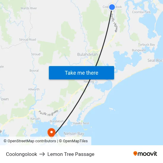 Coolongolook to Lemon Tree Passage map