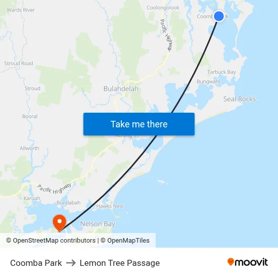 Coomba Park to Lemon Tree Passage map